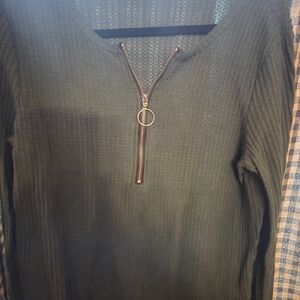 SHEIN Olive Green Sweater with Zipper